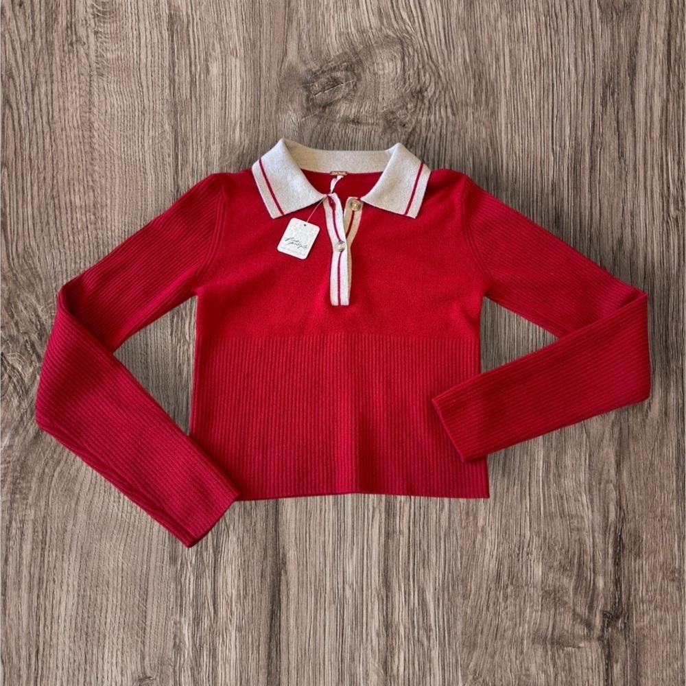 NWT Free People Rudy Cashmere Pullover in Lip Prints - Picture 6 of 7